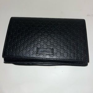 GUCCI Soft Microguccissima Continental Wallet/ Crossbody Testa Di Moro